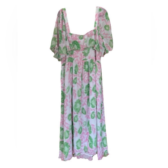 GANNI 2X Floral Smocked Midi Dress – NWT – Romantic Cottagecore Vibes soft girl - Picture 3 of 9